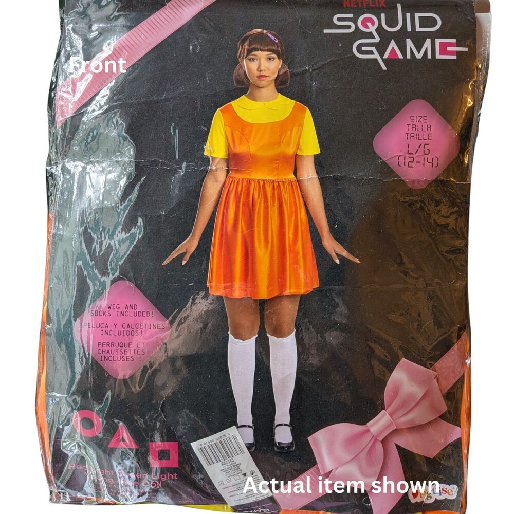 🟢 Squid Game Red Light Green Light Doll Costume Cosplay Halloween Size L - Picture 2 of 6